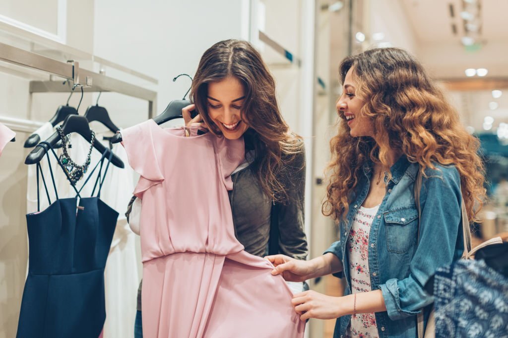 shoppers at apparel store